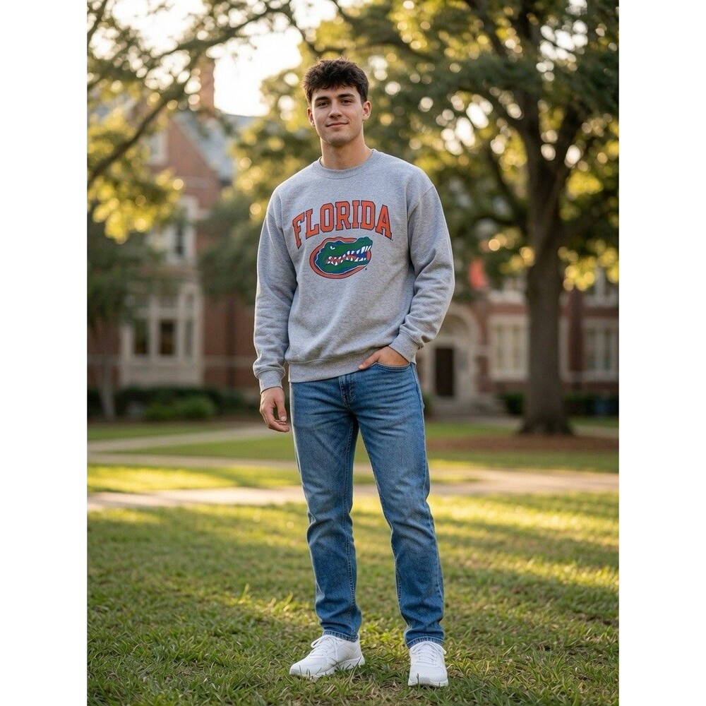 Vintage Y2K Champion Florida Gators Fleece Crewneck Sweatshirt Gray, Size Medium